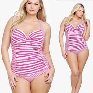 Torrid One Piece Bathing Swim Suit Size 4 Striped